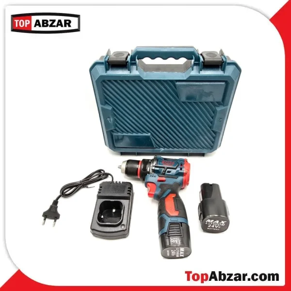 دریل شارژی ۲۴ ولت 2 بااتری براشلس سه نظام فلزی باس مدل Bs3035 - Image 2